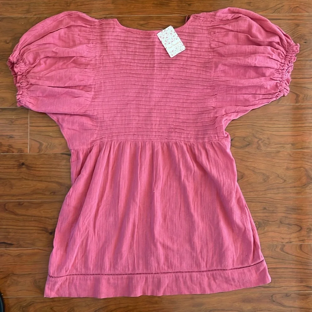 COPY - NWT Free People Pink Short Bubble Sleeve Tunic Midi Dress Top